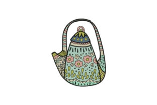 Charming Floral Teapot Embroidery Design