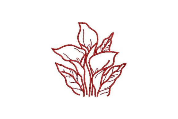 Charming Redwork Flowers Lilies for Craft Fairs