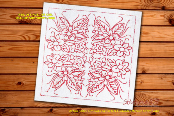 Floral Quilt Block: A Charming Embroidery Design