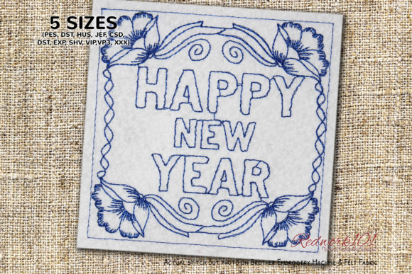 New Year Floral Frame for Apparel